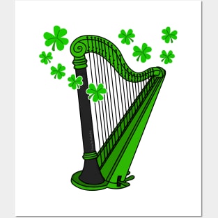 St Patrick's Day Harp Teacher Harpist Irish Musician Posters and Art